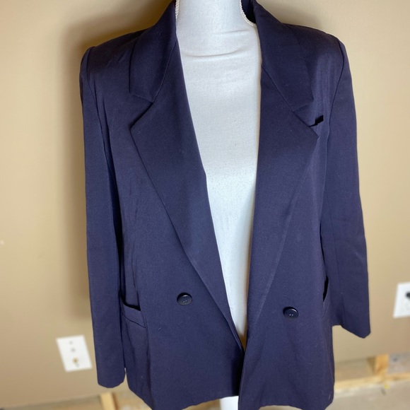 Vintage Christian Dior Navy Wool Blazer Petite 6/8 - Picture 6 of 8